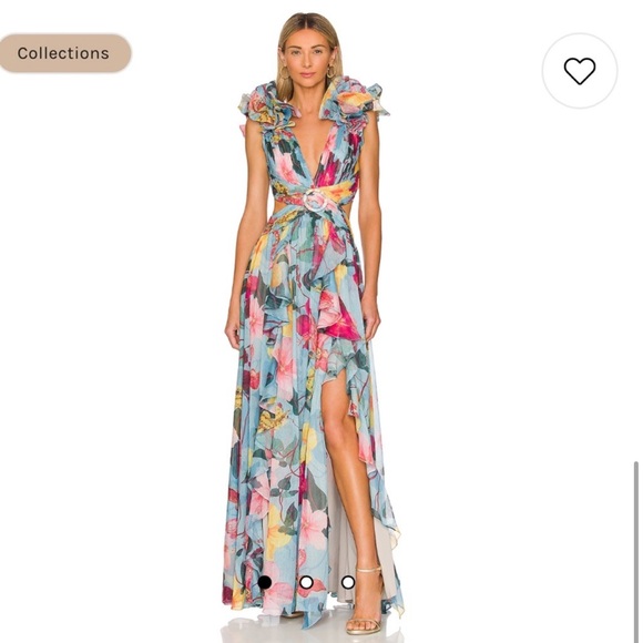 Patbo Hibiscus Maxi Dress Deep V
